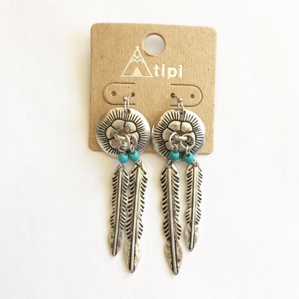 NWT Etched Feather Dreamcatcher Earrings